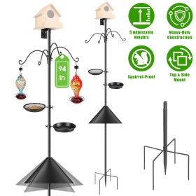 94Inch Squirrel Proof Bird Feeder Pole Heavy-Duty Bird House Pole Outdoor Bird Feeding Station with 5 Adjustable Heights 4 Shepherd Hooks Top & Side M 94Inch Squirrel Proof Bird Feeder Pole Heavy-Duty Bird House Pole Outdoor Bird Feeding Station with 5 Adjustable Heights 4 Shepherd Hooks Top & Side M